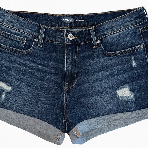 Old Navy Women’s Size 10 Mid Rise Boyfriend Denim Shorts Distressed Cuffed-A145 - Picture 2 of 6
